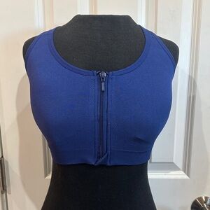 NWOT Breezies Navy Zip-Front Active Bra 1X